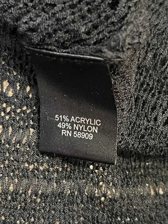 NWT Chelsea & Violet Black Fringe See-Through Knit Top Hi-Low Relaxed Fit - Picture 10 of 13